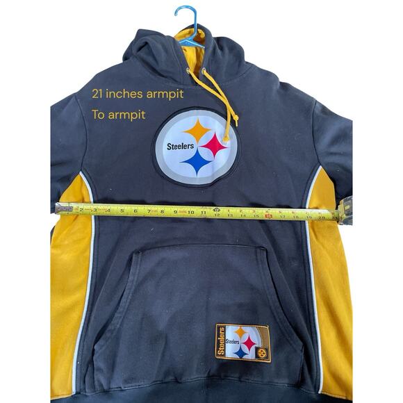 Pittsburgh Steelers Hoodie Sweatshirt Men’s L Black NFL Pullover Fleece Jacket - Picture 9 of 9